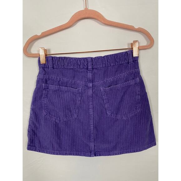 Zara Girls Purple Curdoray Mini Skirt Pockets Button Front Elastic Waist Size 9 - Picture 2 of 8